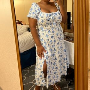 White & Blue Floral Dress